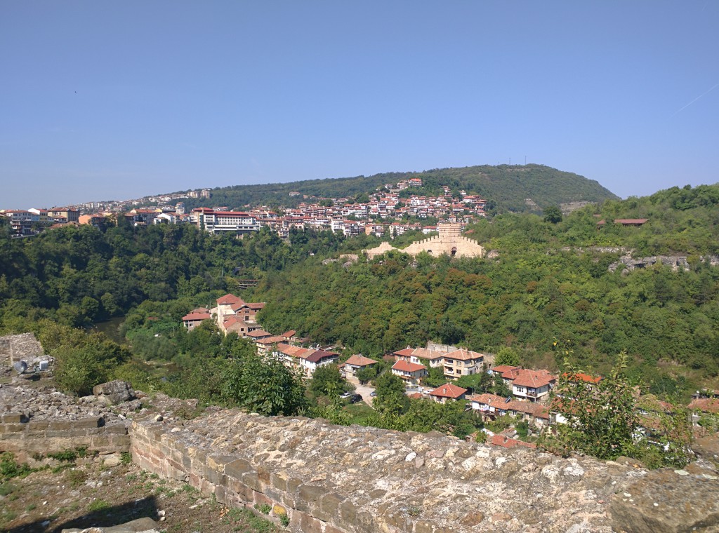 Reconstructed watch tower of Trapezitsa as seen from Tsarevets.