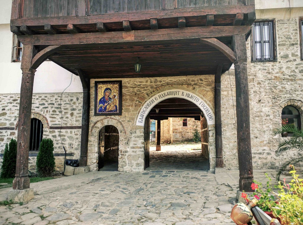 The entrance to Troyan Monastery; very simple, as expected. However, your attention diverts to the mosaic to the left.